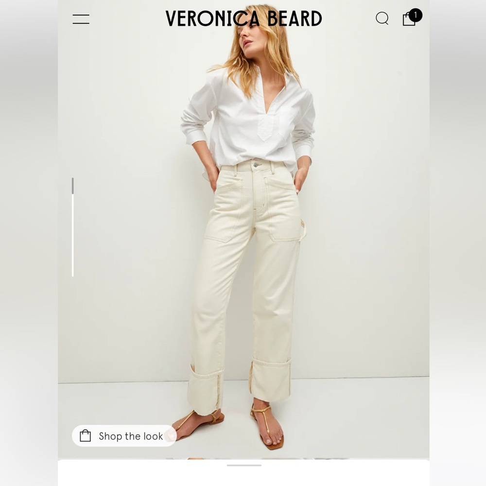 Veronica beard Dylan cuffed wide leg ecru 24